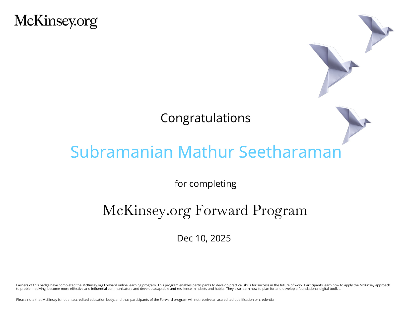 McKinsey Forward Program